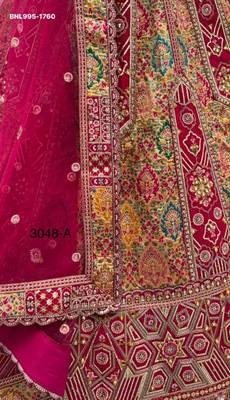 multicolor silk blend embroidered bridal lehenga choli 4