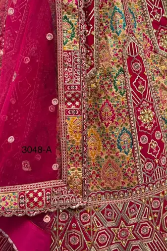 multicolor silk blend embroidered bridal lehenga choli