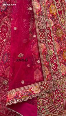 pink silk blend embroidered bridal lehenga choli 4