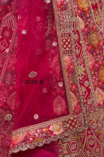 pink silk blend embroidered bridal lehenga choli