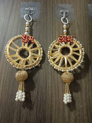 traditional indian decorative hanging festive door garland with pearls and lotus for diwali home decor 1