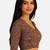 Brown cotton blend kalamkari printed front open stretchable readymade saree blouse