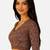 Brown cotton blend kalamkari printed front open stretchable readymade saree blouse