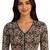 Brown cotton blend kalamkari printed front open stretchable readymade saree blouse