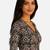 Brown cotton blend kalamkari printed front open stretchable readymade saree blouse