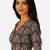 Brown cotton blend kalamkari printed front open stretchable readymade saree blouse