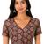 Brown cotton blend kalamkari printed front open stretchable readymade saree blouse