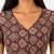 Brown cotton blend kalamkari printed front open stretchable readymade saree blouse