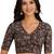 Black cotton blend kalamkari printed front open stretchable readymade saree blouse