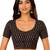 Black cotton blend kalamkari printed front open stretchable readymade saree blouse