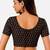 Black cotton blend kalamkari printed front open stretchable readymade saree blouse