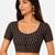 Black cotton blend kalamkari printed front open stretchable readymade saree blouse