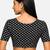 Black cotton blend kalamkari printed front open stretchable readymade saree blouse
