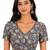 Brown cotton blend kalamkari printed front open stretchable readymade saree blouse