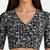 Black cotton blend kalamkari printed front open stretchable readymade saree blouse