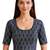 Grey cotton blend ikkat printed stretchable readymade saree blouse