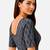 Grey cotton blend ikkat printed stretchable readymade saree blouse
