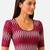 Maroon cotton blend ikkat printed stretchable readymade saree blouse