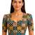 Mustard cotton blend ikkat printed stretchable readymade saree blouse