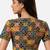 Mustard cotton blend ikkat printed stretchable readymade saree blouse