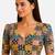 Mustard cotton blend ikkat printed stretchable readymade saree blouse