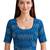 Teal blue cotton blend ikkat printed stretchable readymade saree blouse