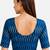Teal blue cotton blend ikkat printed stretchable readymade saree blouse
