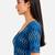Teal blue cotton blend ikkat printed stretchable readymade saree blouse