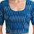 Teal blue cotton blend ikkat printed stretchable readymade saree blouse