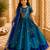 Teal blue embroidered cotton lehenga set