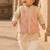 Cream pink printed cotton kurta jacket set