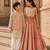 Cream pink printed cotton kurta jacket set
