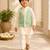 Lemon yellow white printed cotton kurta jacket set