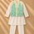 Lemon yellow white printed cotton kurta jacket set