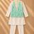 Lemon yellow white printed cotton kurta jacket set