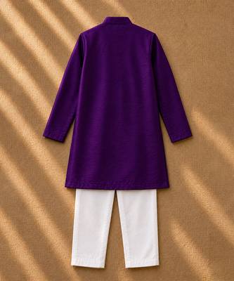 Purple embroidered cotton kurta set 3