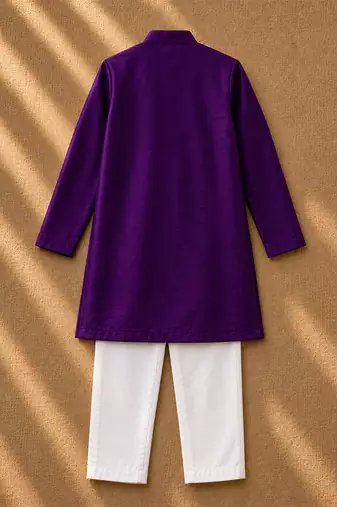 Purple embroidered cotton kurta set