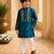 Teal green embroidered cotton kurta set