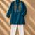 Teal green embroidered cotton kurta set