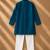 Teal green embroidered cotton kurta set