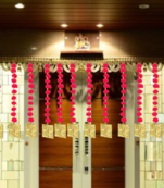 handmade pom-pom string with golden beads garland decoration for home pack of 12
