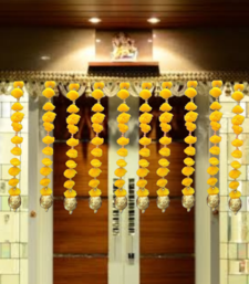 handmade pom-pom string with golden beads garland for home decoration pack of 12