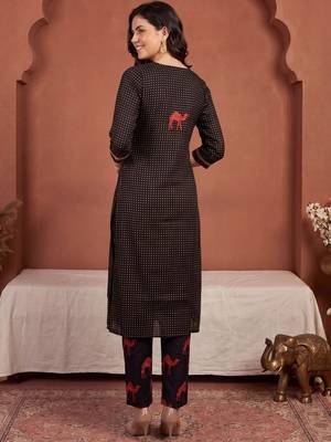 Women Ethnic Motifs Printed Regular Thread Work Pure Cotton Kurta with Trousers & With Dupatta 3