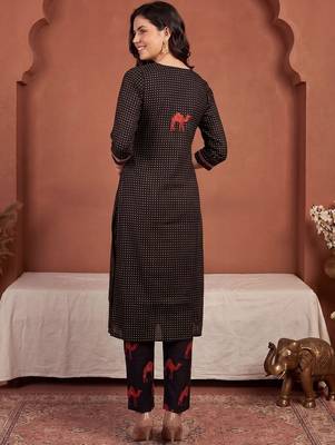 Women Ethnic Motifs Printed Regular Thread Work Pure Cotton Kurta with Trousers & With Dupatta 6
