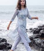 Women Ethnic Motifs Printed Regular Beads and Stones Pure Cotton Kurta with Trousers