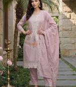 Women Floral Embroidered Regular Sequinned Pure Cotton Kurta with Trousers & With Dupatta