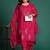 Plus Size Pink Embroidered Straight Kurta Trousers With Dupatta Set