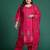 Plus Size Pink Embroidered Straight Kurta Trousers With Dupatta Set