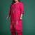 Plus Size Pink Embroidered Straight Kurta Trousers With Dupatta Set