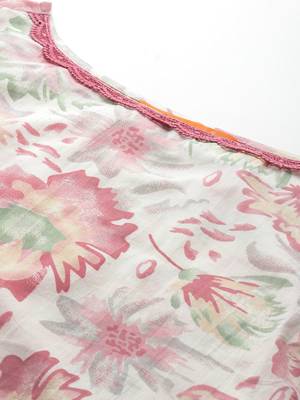 Floral Printed Pure Cotton Kurta with Trousers 2